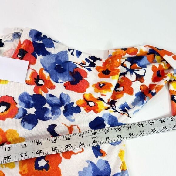 Lands' End Sweater Womens Large Multicolor Supima Cotton Floral Cardigan NWT - Picture 8 of 10